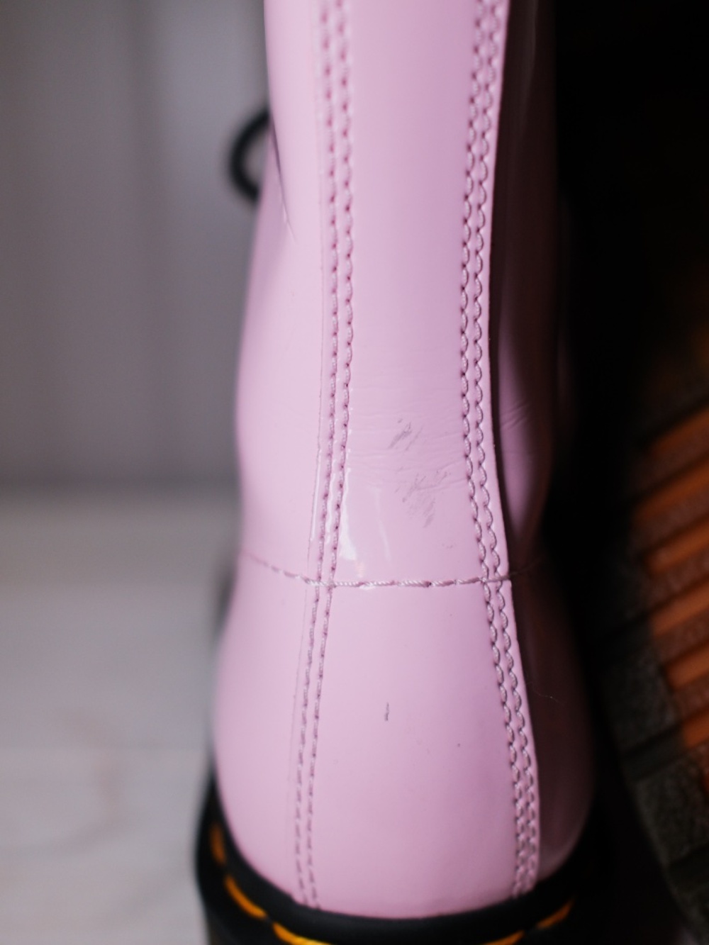 Dr Martens Pink Boots Women's 10 US Combat Patent Leather Lace-Up - Picture 5 of 7